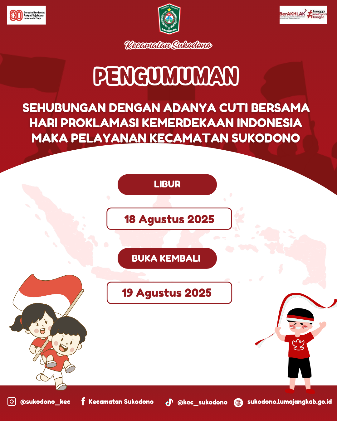 Pengumuman Cuti Bersama Kecamatan Sukodono